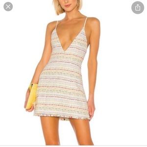 NBD gage mini dress in Chartreuse & pastel